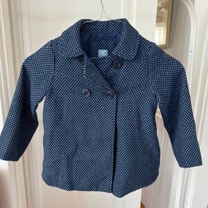 Baby gap navy and white dots pea coat size 5T